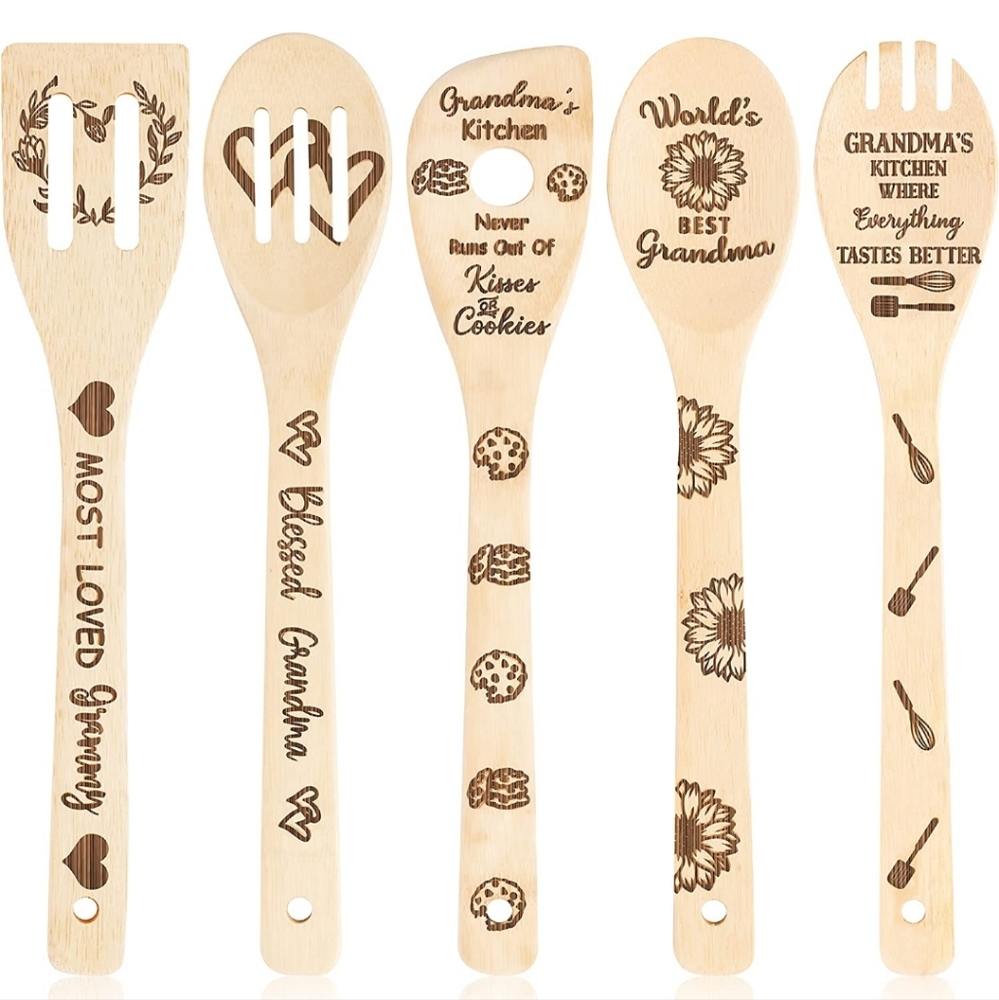 Set of Grandma bamboo wooden spoons